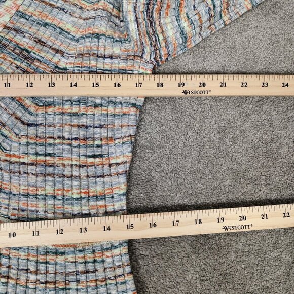 Shoshanna Women's Mini Dress Size L Multicolor Scalloped Hem Knit Ribbed V Neck - Picture 13 of 14